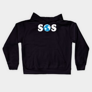 SOS – Earth Overshoot Day / Climate Change (White / 2C) Kids Hoodie